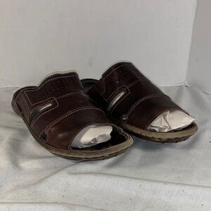 Josef Seibel Men's ‘Logan 21’ Dark Brown Leather Slide Sandals